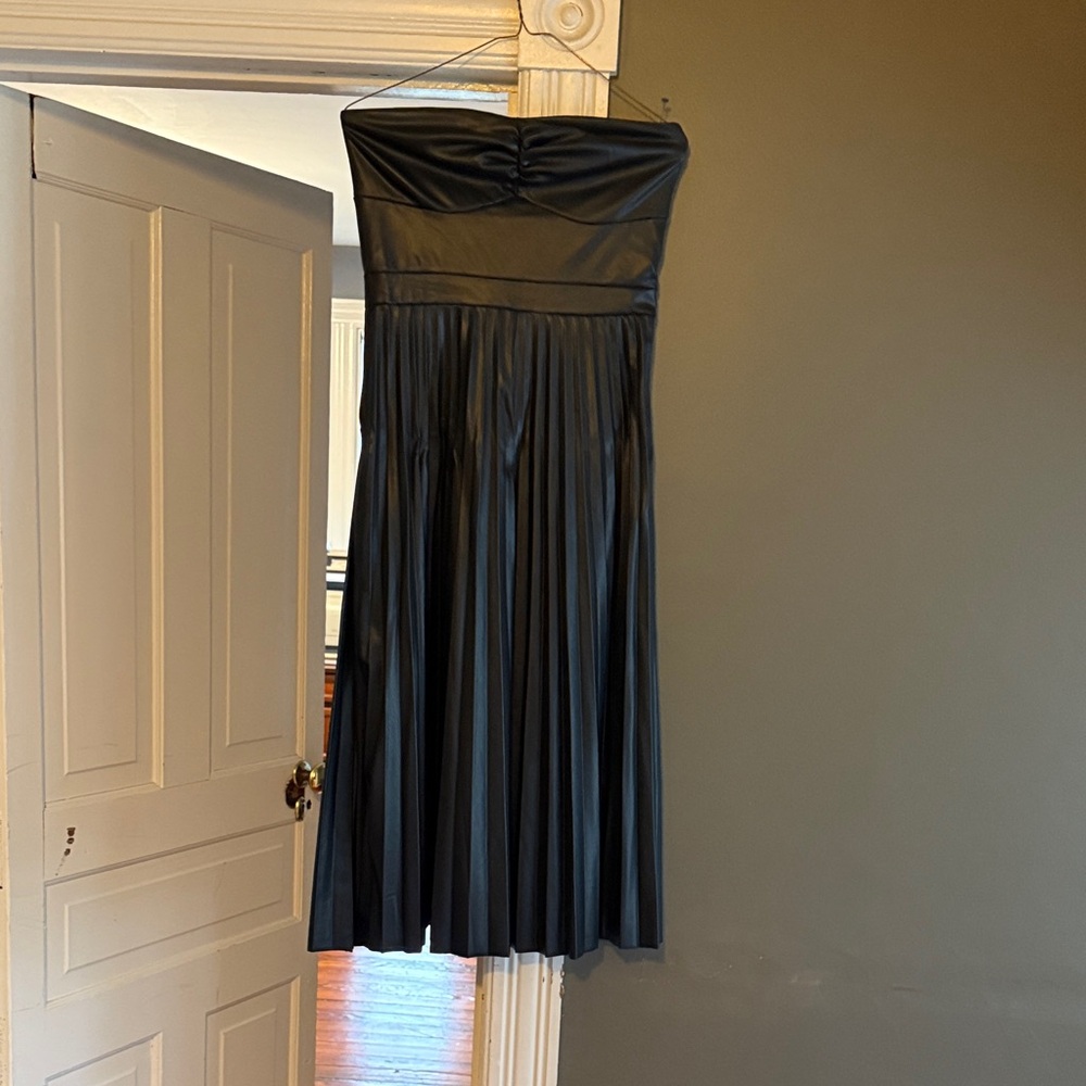 Black Strapless faux leather Dress